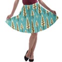 Vector-white-cartoon-trees-pattern A-line Skater Skirt View1