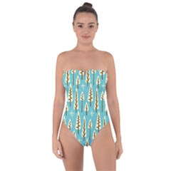 Vector-white-cartoon-trees-pattern Tie Back One Piece Swimsuit by nateshop