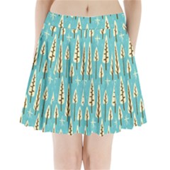 Vector-white-cartoon-trees-pattern Pleated Mini Skirt by nateshop