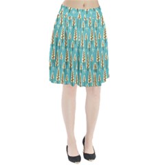 Vector-white-cartoon-trees-pattern Pleated Skirt by nateshop