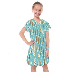 Vector-white-cartoon-trees-pattern Kids  Drop Waist Dress by nateshop