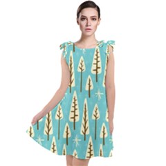 Vector-white-cartoon-trees-pattern Tie Up Tunic Dress by nateshop