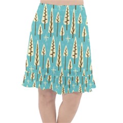 Vector-white-cartoon-trees-pattern Fishtail Chiffon Skirt by nateshop