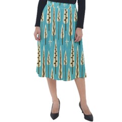 Vector-white-cartoon-trees-pattern Classic Velour Midi Skirt  by nateshop