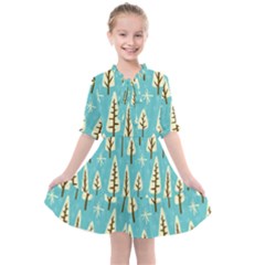 Vector-white-cartoon-trees-pattern Kids  All Frills Chiffon Dress by nateshop