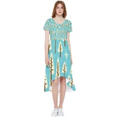 Vector-white-cartoon-trees-pattern High Low Boho Dress by nateshop