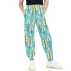 Vector-white-cartoon-trees-pattern Kids  Elastic Waist Pants by nateshop