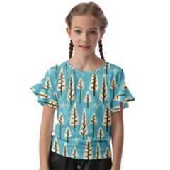 Vector-white-cartoon-trees-pattern Kids  Cut Out Flutter Sleeves by nateshop