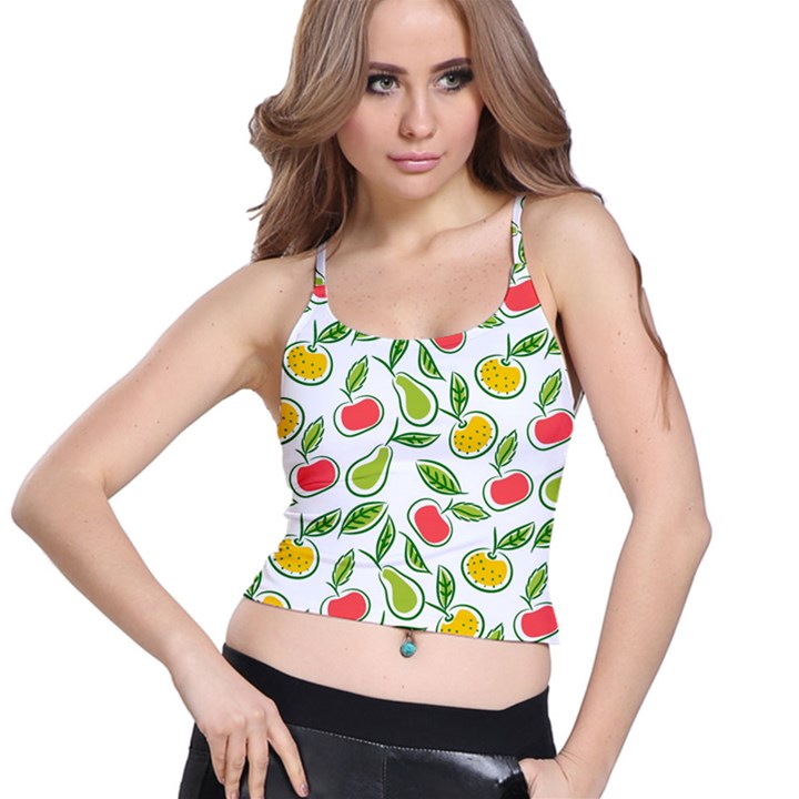 Fruit Fruits Food Illustration Background Pattern Spaghetti Strap Bra Top