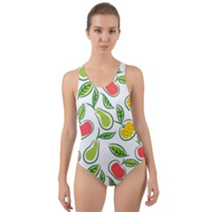 Fruit Fruits Food Illustration Background Pattern Cut-out Back One Piece Swimsuit by Ravend