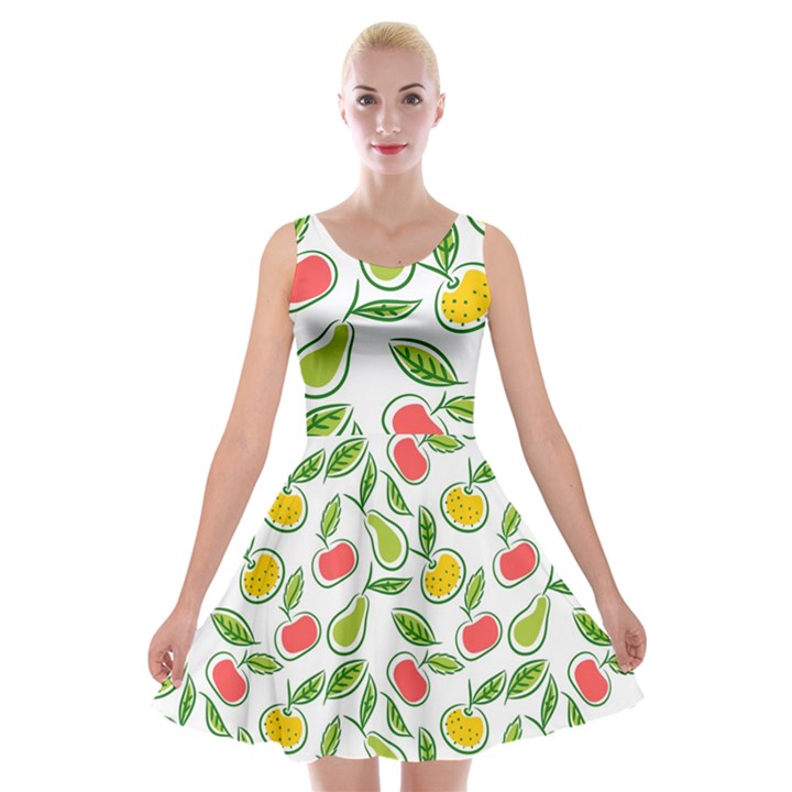 Fruit Fruits Food Illustration Background Pattern Velvet Skater Dress