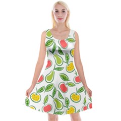 Fruit Fruits Food Illustration Background Pattern Reversible Velvet Sleeveless Dress by Ravend