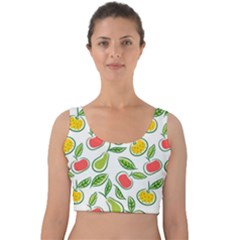 Fruit Fruits Food Illustration Background Pattern Velvet Crop Top