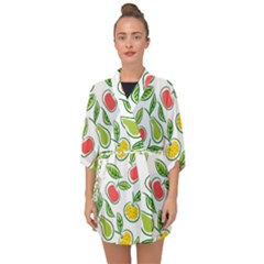 Fruit Fruits Food Illustration Background Pattern Half Sleeve Chiffon Kimono