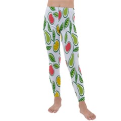 Fruit Fruits Food Illustration Background Pattern Kids  Lightweight Velour Leggings by Ravend