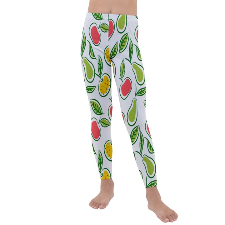 Fruit Fruits Food Illustration Background Pattern Kids  Lightweight Velour Leggings