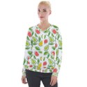 Fruit Fruits Food Illustration Background Pattern Velvet Zip Up Jacket View1