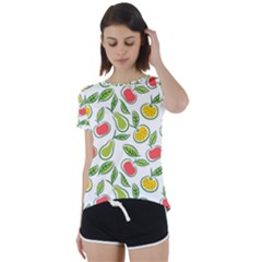 Fruit Fruits Food Illustration Background Pattern Short Sleeve Foldover Tee by Ravend