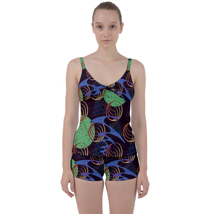 Pyramid Sphere Colorful Background Tie Front Two Piece Tankini