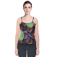 Pyramid Sphere Colorful Background Velvet Spaghetti Strap Top by Ravend