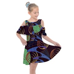 Pyramid Sphere Colorful Background Kids  Shoulder Cutout Chiffon Dress by Ravend