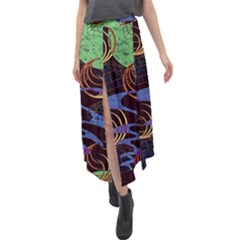 Pyramid Sphere Colorful Background Velour Split Maxi Skirt by Ravend