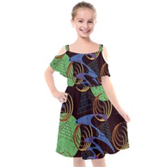 Pyramid Sphere Colorful Background Kids  Cut Out Shoulders Chiffon Dress by Ravend