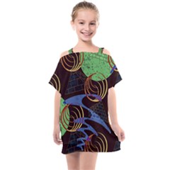 Pyramid Sphere Colorful Background Kids  One Piece Chiffon Dress by Ravend