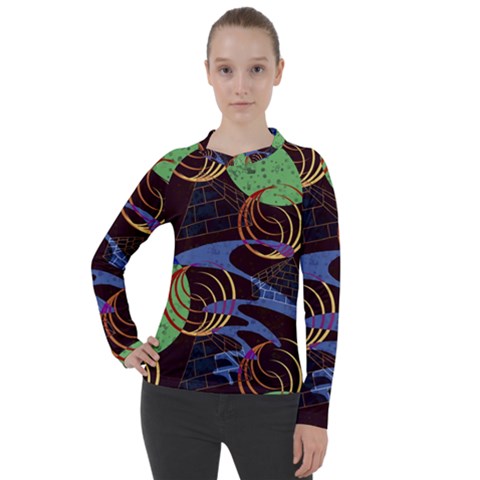 Pyramid Sphere Colorful Background Women s Pique Long Sleeve Tee by Ravend