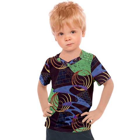 Pyramid Sphere Colorful Background Kids  Sports Tee by Ravend