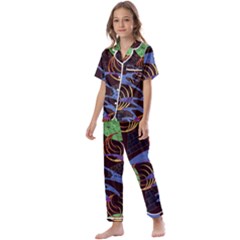 Pyramid Sphere Colorful Background Kids  Satin Short Sleeve Pajamas Set by Ravend