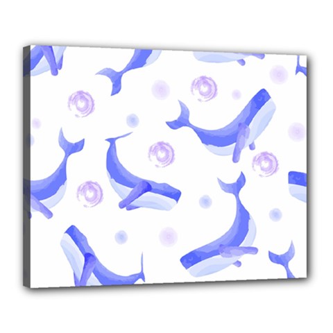 Whale Fish Sea Pattern Mammal Ocean Canvas 20  X 16  (stretched) by Ravend