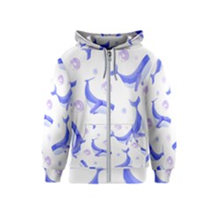 Whale Fish Sea Pattern Mammal Ocean Kids  Zipper Hoodie by Ravend