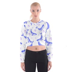 Whale Fish Sea Pattern Mammal Ocean Cropped Sweatshirt by Ravend