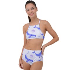 Whale Fish Sea Pattern Mammal Ocean High Waist Tankini Set by Ravend