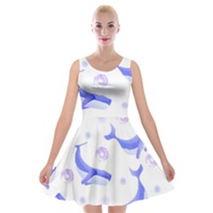 Whale Fish Sea Pattern Mammal Ocean Velvet Skater Dress by Ravend