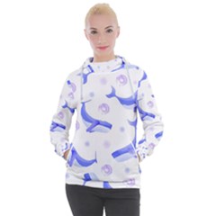 Whale Fish Sea Pattern Mammal Ocean Women s Hooded Pullover by Ravend