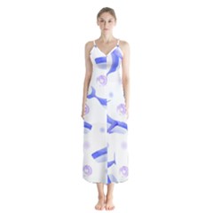 Whale Fish Sea Pattern Mammal Ocean Button Up Chiffon Maxi Dress by Ravend