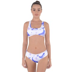 Whale Fish Sea Pattern Mammal Ocean Criss Cross Bikini Set by Ravend