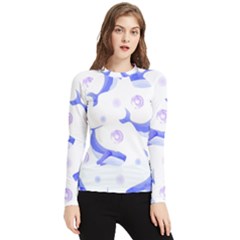 Whale Fish Sea Pattern Mammal Ocean Women s Long Sleeve Rash Guard by Ravend