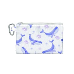 Whale Fish Sea Pattern Mammal Ocean Canvas Cosmetic Bag (small) by Ravend