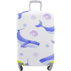 Whale Fish Sea Pattern Mammal Ocean Luggage Cover (large) by Ravend