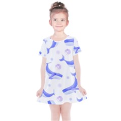 Whale Fish Sea Pattern Mammal Ocean Kids  Simple Cotton Dress by Ravend