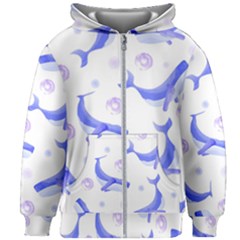 Whale Fish Sea Pattern Mammal Ocean Kids  Zipper Hoodie Without Drawstring by Ravend