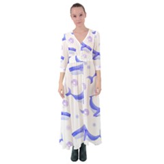 Whale Fish Sea Pattern Mammal Ocean Button Up Maxi Dress by Ravend