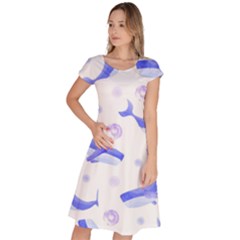 Whale Fish Sea Pattern Mammal Ocean Classic Short Sleeve Dress by Ravend