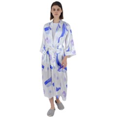 Whale Fish Sea Pattern Mammal Ocean Maxi Satin Kimono by Ravend