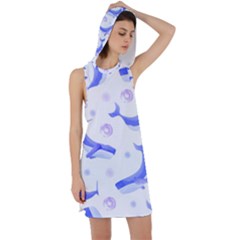 Whale Fish Sea Pattern Mammal Ocean Racer Back Hoodie Dress by Ravend