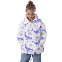 Whale Fish Sea Pattern Mammal Ocean Kids  Oversized Hoodie by Ravend