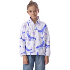 Whale Fish Sea Pattern Mammal Ocean Kids  Half Zip Hoodie by Ravend